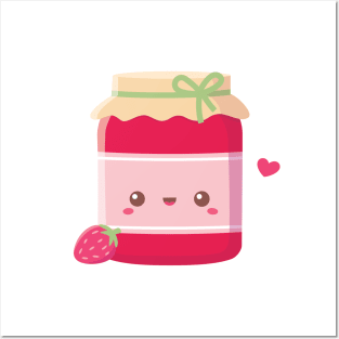 Cute Strawberry Jam Bottle Posters and Art